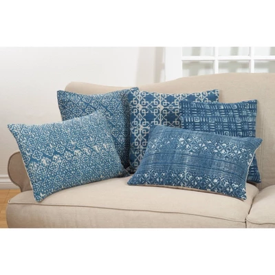 16"x24" Oversized Striped And Swirls Distressed Down Filled Lumbar Throw Pillow Blue - Saro Lifestyle 2 16"x24" Oversized Striped And Swirls Distressed Down Filled Lumbar Throw Pillow Blue - Saro Lifestyle - Image 2