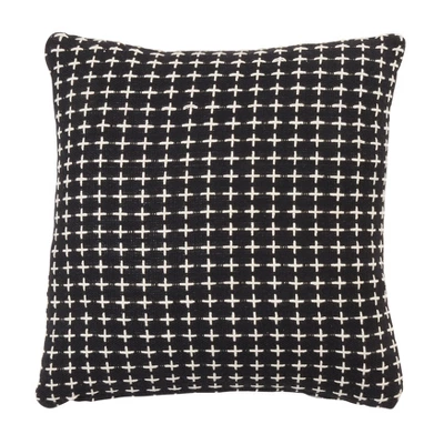 Saro Lifestyle Cross Thread Decorative Pillow Cover, Black, 18" 1 Saro Lifestyle Cross Thread Decorative Pillow Cover, Black, 18"