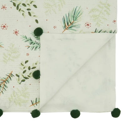 Saro Lifestyle Dining Table Runner With Christmas Foliage Design, Green, 16" X 72" 1 Saro Lifestyle Dining Table Runner With Christmas Foliage Design, Green, 16" X 72"