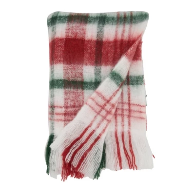 50"x60" Cozy Faux Mohair Plaid Throw Blanket Natural - Saro Lifestyle: Acrylic Soft Throw For Couch, Year Round Use 2 50"x60" Cozy Faux Mohair Plaid Throw Blanket Natural - Saro Lifestyle: Acrylic Soft Throw For Couch, Year Round Use - Image 2