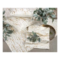 Bright Gold Splatter Table Runner - Saro Lifestyle: Distressed Foil Print, Cotton, Machine Washable, Festive Decor