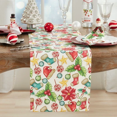 Saro Lifestyle Christmas Table Runner, 14"x72", Multi 2 Saro Lifestyle Christmas Table Runner, 14"x72", Multi - Image 2