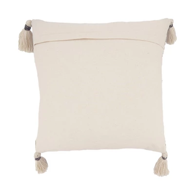 Saro Lifestyle Color Band Fringed Outdoor Poly Filled Throw Pillow, 18"x18", Blue 1 Saro Lifestyle Color Band Fringed Outdoor Poly Filled Throw Pillow, 18"x18", Blue