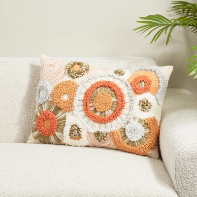 Saro Lifestyle Boho Circles Poly Filled Throw Pillow, 16"x24", Multi 2 Saro Lifestyle Boho Circles Poly Filled Throw Pillow, 16"x24", Multi - Image 2