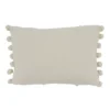 Saro Lifestyle Cord + Pom Pom Applique Decorative Pillow Cover, Ivory, 12"x18"