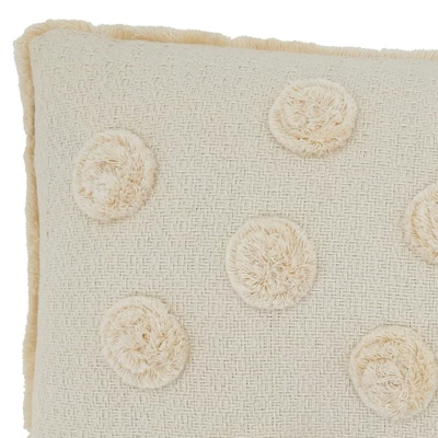 Saro Lifestyle Pom Pom Applique Decorative Pillow Cover, Ivory, 12"x18" 2 Saro Lifestyle Pom Pom Applique Decorative Pillow Cover, Ivory, 12"x18" - Image 2