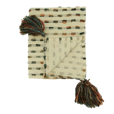 Saro Lifestyle Saro Lifestyle Woven Throw Blanket With Striped Design, Multi, 50"x60" 1 Saro Lifestyle Saro Lifestyle Woven Throw Blanket With Striped Design, Multi, 50"x60"