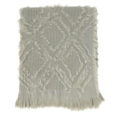 Saro Lifestyle Throw Blanket With Fringe Waffle Weave Design 2 Saro Lifestyle Throw Blanket With Fringe Waffle Weave Design - Image 2