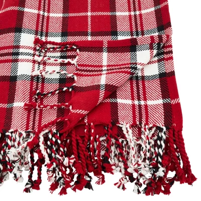 50"x60" Plaid Cotton Throw Red - SARO 1 50"x60" Plaid Cotton Throw Red - SARO
