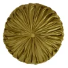 14" Round Velvet Pintucked Poly Filled Throw Pillow Kiwi - Saro Lifestyle