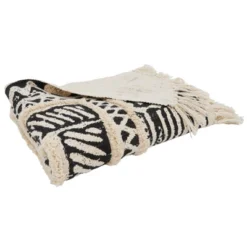 Saro Lifestyle Saro Lifestyle Cotton Throw With Block Print Design, Black, 50"x60" 6 Saro Lifestyle Saro Lifestyle Cotton Throw With Block Print Design, Black, 50"x60" -Winter Glow Store GUEST 3414a23b aec1 4ab9 a888 3db00631eaf0