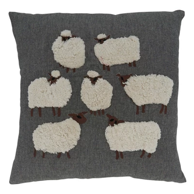 Saro Lifestyle Embroidered Sheep Throw Pillow With Poly Filling 3 Saro Lifestyle Embroidered Sheep Throw Pillow With Poly Filling - Image 3