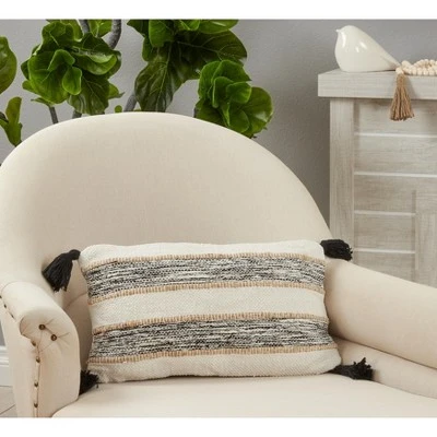 Saro Lifestyle Saro Lifestyle Striped Tassel Decorative Pillow Cover 2 Saro Lifestyle Saro Lifestyle Striped Tassel Decorative Pillow Cover - Image 2
