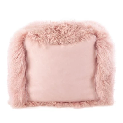 Saro Lifestyle Real Mongolian 100% Wool Lamb Fur Pouf Ottoman Square 1 Saro Lifestyle Real Mongolian 100% Wool Lamb Fur Pouf Ottoman Square