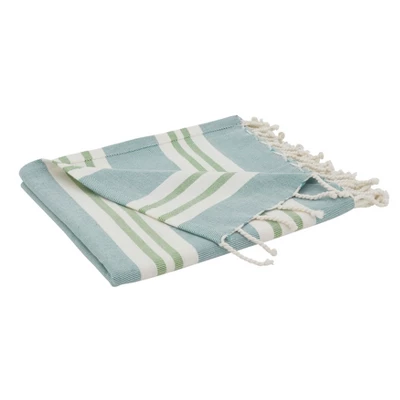 Saro Lifestyle Saro Lifestyle Wide Stripe Design Throw Blanket, Aqua, 50"x60" 3 Saro Lifestyle Saro Lifestyle Wide Stripe Design Throw Blanket, Aqua, 50"x60" - Image 3