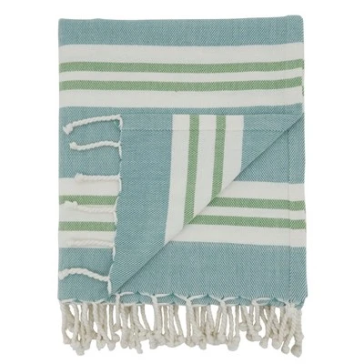 Saro Lifestyle Saro Lifestyle Wide Stripe Design Throw Blanket, Aqua, 50"x60" 1 Saro Lifestyle Saro Lifestyle Wide Stripe Design Throw Blanket, Aqua, 50"x60"