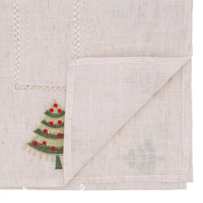 Saro Lifestyle Holiday Table Runner With Embroidered Christmas Tree Design 1 Saro Lifestyle Holiday Table Runner With Embroidered Christmas Tree Design