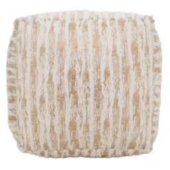Saro Lifestyle Floor Pouf With Foil Print Faux Fur Design -Winter Glow Store GUEST 36de7aa1 4743 40ee 9371 f49c9e564e10