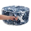 Saro Lifestyle Blue Tropic Outdoor Ottoman, 21"x9" Round, Navy Blue