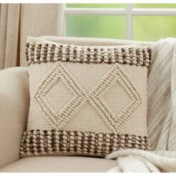 18"x18" Diamond Design Woven Square Pillow Cover Ivory - Saro Lifestyle 6 18"x18" Diamond Design Woven Square Pillow Cover Ivory - Saro Lifestyle -Winter Glow Store GUEST 378d87d7 3170 45dd bd03 0965ddb91b3e