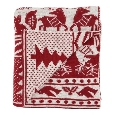 50"x60" Reindeer And Christmas Tree Knit Throw Blanket Red - Saro Lifestyle 1 50"x60" Reindeer And Christmas Tree Knit Throw Blanket Red - Saro Lifestyle