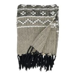 Saro Lifestyle Artisanal Multi-Pattern Fringed Throw, Black, 50"x60"