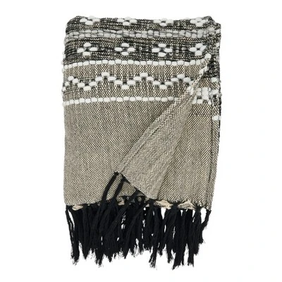Saro Lifestyle Artisanal Multi-Pattern Fringed Throw, Black, 50"x60" 1 Saro Lifestyle Artisanal Multi-Pattern Fringed Throw, Black, 50"x60"