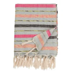 Saro Lifestyle Striped Throw Blanket With Multi-Color Design
