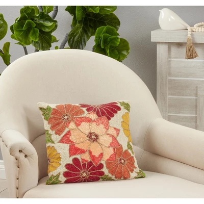 Saro Lifestyle Saro Lifestyle Beaded Flowers Design Throw Pillow Cover, Multi, 16" 2 Saro Lifestyle Saro Lifestyle Beaded Flowers Design Throw Pillow Cover, Multi, 16" - Image 2