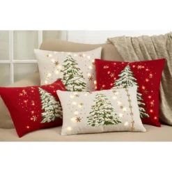 Saro Lifestyle Christmas Tree Throw Pillow With LED Lights -Winter Glow Store GUEST 3c942f56 d547 45ab 901a ea1f4a4c04c7