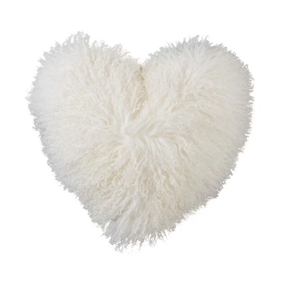 Saro Lifestyle Lush And Luxe Heart-Shaped Mongolian Lamb Fur Poly Filled Throw Pillow 3 Saro Lifestyle Lush And Luxe Heart-Shaped Mongolian Lamb Fur Poly Filled Throw Pillow - Image 3