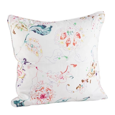 20"x20" Oversize Down Filled Floral Print Square Throw Pillow White - Saro Lifestyle 2 20"x20" Oversize Down Filled Floral Print Square Throw Pillow White - Saro Lifestyle - Image 2