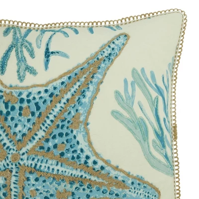 20"x20" Oversize Starfish Square Throw Pillow Aqua Blue - Saro Lifestyle: Nautical Decor, Indoor Use, Zipper Closure 1 20"x20" Oversize Starfish Square Throw Pillow Aqua Blue - Saro Lifestyle: Nautical Decor, Indoor Use, Zipper Closure