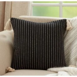 18"x18" Stitched Tassel Design Square Throw Pillow Cover Black - Saro Lifestyle 7 18"x18" Stitched Tassel Design Square Throw Pillow Cover Black - Saro Lifestyle -Winter Glow Store GUEST 3f397dd4 cdb3 441f 87b5 627f276fb3eb