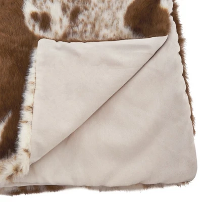 Saro Lifestyle Faux Fur Cow Hide Throw, 50x60 Inches, Brown 1 Saro Lifestyle Faux Fur Cow Hide Throw, 50x60 Inches, Brown