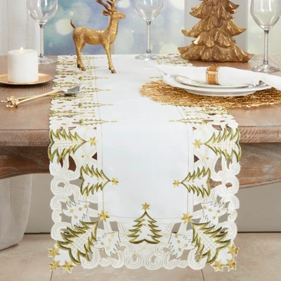 Saro Lifestyle Nostalgic Holiday Christmas Tree Table Runner 3 Saro Lifestyle Nostalgic Holiday Christmas Tree Table Runner - Image 3