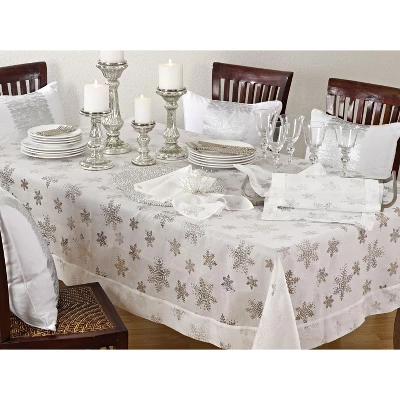Saro Lifestyle Christmas Tablecloth With Burnout Snowflakes 4 Saro Lifestyle Christmas Tablecloth With Burnout Snowflakes - Image 4