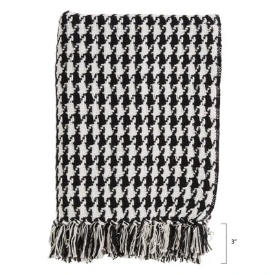50"x60" Houndstooth Throw Blanket Black - Saro Lifestyle: Cotton Weave, Modern Decor, Machine Washable 2 50"x60" Houndstooth Throw Blanket Black - Saro Lifestyle: Cotton Weave, Modern Decor, Machine Washable - Image 2