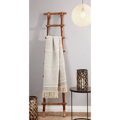 50"x60" Chunky Fringe Striped Design Throw Blanket Gray - Saro Lifestyle 3 50"x60" Chunky Fringe Striped Design Throw Blanket Gray - Saro Lifestyle - Image 3