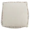 Saro Lifestyle Saro Lifestyle Light Mudcloth Floor Pouf, White, 20"x20"x14"