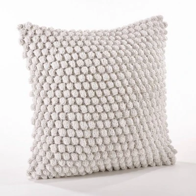 20"x20" Oversize Down Filled Crochet Pom-Pom Square Throw Pillow - Saro Lifestyle 9 20"x20" Oversize Down Filled Crochet Pom-Pom Square Throw Pillow - Saro Lifestyle - Image 9