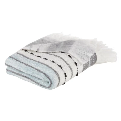 Saro Lifestyle Saro Lifestyle Woven Throw With Chunky Design, Grey, 50"x60" 3 Saro Lifestyle Saro Lifestyle Woven Throw With Chunky Design, Grey, 50"x60" - Image 3
