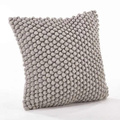 20"x20" Oversize Down Filled Crochet Pom-Pom Square Throw Pillow - Saro Lifestyle 5 20"x20" Oversize Down Filled Crochet Pom-Pom Square Throw Pillow - Saro Lifestyle - Image 5
