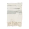 50"x60" Boho Charm Woven Striped With Fringe Throw Blanket Ivory - Saro Lifestyle