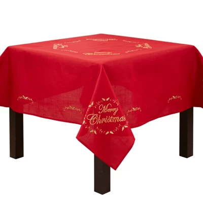 Saro Lifestyle Merry Christmas Embroidered Design Tablecloth 5 Saro Lifestyle Merry Christmas Embroidered Design Tablecloth - Image 5