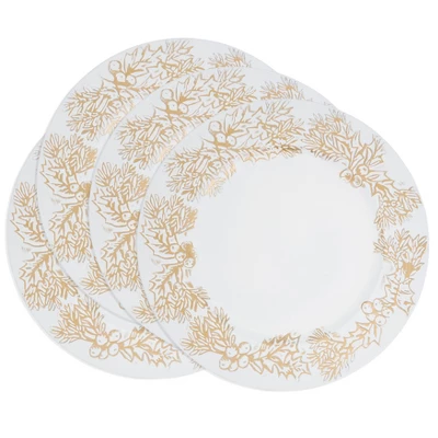 Saro Lifestyle Christmas Holly Berries Charger Plate (Set Of 4), 13"x13", White 2 Saro Lifestyle Christmas Holly Berries Charger Plate (Set Of 4), 13"x13", White - Image 2