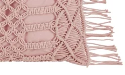 Saro Lifestyle Down Filled Cotton Decorative Pillow With Macramé Design, 18", Pink -Winter Glow Store GUEST 4dda1b5e e458 47a1 80eb 417c0fbc87fd