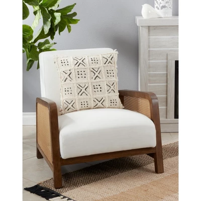 Saro Lifestyle Saro Lifestyle Block Print Design Tufted Pillow Cover, Black, 18" 2 Saro Lifestyle Saro Lifestyle Block Print Design Tufted Pillow Cover, Black, 18" - Image 2