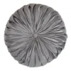 14" Velvet Pintucked Poly Filled Round Throw Pillow Gray - Saro Lifestyle