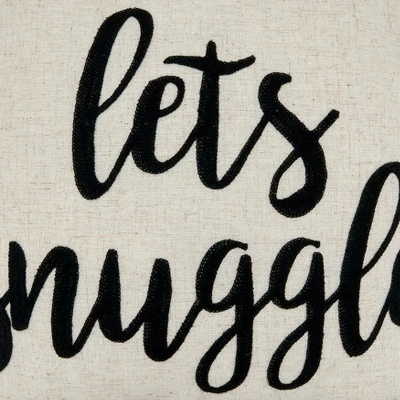 Saro Lifestyle Lets Snuggle Embroidered Pillow - Down Filled, 17" Square, Natural 2 Saro Lifestyle Lets Snuggle Embroidered Pillow - Down Filled, 17" Square, Natural - Image 2